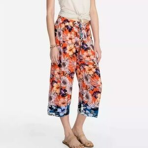 EUC JOHNNY WAS jade Poonam Cropped silk pants, XS